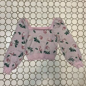 Elegant Pink Floral Women's Cardigan